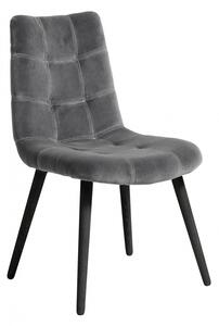 Nordal - Dinner chair, grey, velvet, black legs