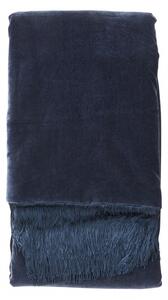 Nordal - Blanket w/fringes, dark blue velvet