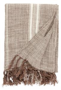 Nordal - Blanket, brown w/white stripes, fringes