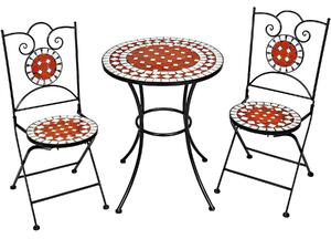 TecTake GmbH 401637 caféset mosaik 2 stolar + bord, 60 cm diameter - brun