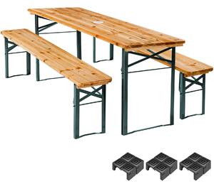 TecTake GmbH 404998 bord- och bänkset ludwig i 3 delar, hopfällbar med parasollhållare - brun