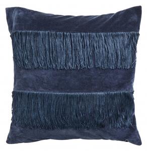 Nordal - Cushion cover w/fringes,dark blue velvet