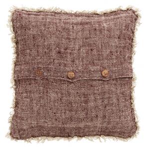 Nordal - Cushion cover, burgundy, linen w/fringes