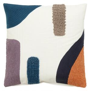 Nordal - Cushion cover, white w/blue/orange embr