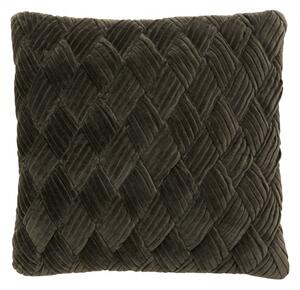 Nordal - Cushion cover, d. olive, velvet, braided