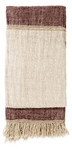 Nordal - Bed cover, linen, burgundy/rose, fringes