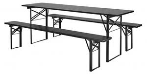 Nordal - Table/bench set, black. s/3, L