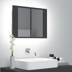 Spegelskåp med LED grå 60x12x45 cm