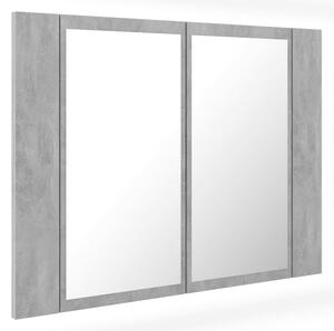 Spegelskåp med LED betonggrå 60x12x45 cm
