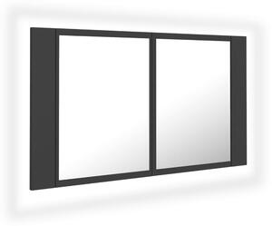 Spegelskåp med LED grå 80x12x45 cm