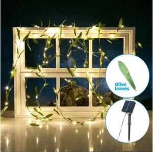 Aigostar - LED solcellsljusslinga 50xLED/7m IP65 varm vit oliv