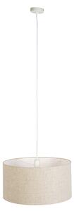 Lantlig hänglampa vit med bomullsskärm ljusgrå 50 cm - Combi