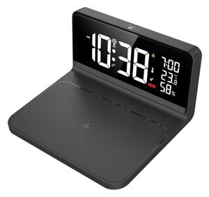 Solight CA06 - LED Väckarklocka med LCD display och trådlös laddning Qi LED/10W/230V