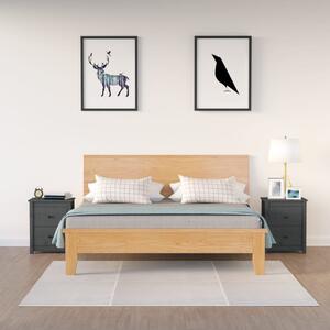 Sängbord 2 st grå 50x35x61,5 cm massiv furu