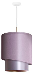 Duolla - Ljuskrona med textilsladd PARIS 1xE27/15W/230V diameter 40 cm rosa/silver/koppar