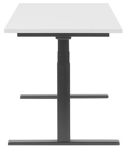 Elektriskt Justerbart Skrivbord Vit Trä Bordsskiva Pulverlackerad Svart Stålram Sitta/Stå 130 x 72 cm Modern Design Beliani