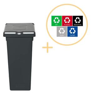 Plafor - Fit Bin med lock 52L - Återvinning - Grå