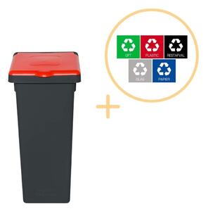 Plafor - Fit Bin med lock 52L - Återvinning - Röd
