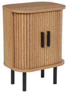 Nattduksbord Sängbord Ljust trä Svarta ben MDF Metall Retro Skjutskåp Vardagsrum Beliani