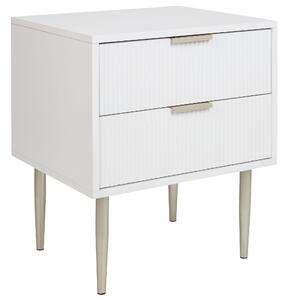 Sängbord Vit MDF 2 Förvaringslådor Metallben Handtag Skandinavisk Modern Design Sovrum Beliani
