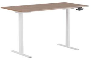 Höj och sänkbart skrivbord, vev, vitt stativ, valnöt bordsskiva 100x60 cm