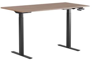 Höj och sänkbart skrivbord, vev, svart stativ, valnöt bordsskiva 120x60 cm