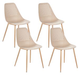 Matstolar 4-pack Beige Syntetisk Sits Metallben Moderna Enkla Minimalistiska Sittmöbler Beliani