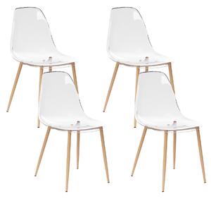 Matstol 4-pack Transparent Syntetisk Sits Metallben Moderna Enkla Minimalistiska Sittmöbler Beliani