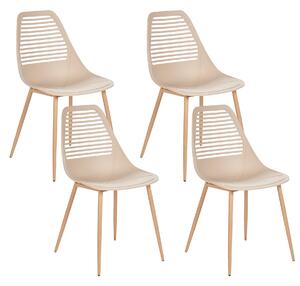 Matstolar 4-pack Beige Syntetisk Sits Metallben Moderna Enkla Minimalistiska Sittmöbler Beliani