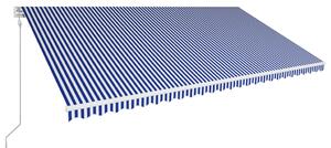 Markis automatiskt infällbar 600x300 cm blå och vit