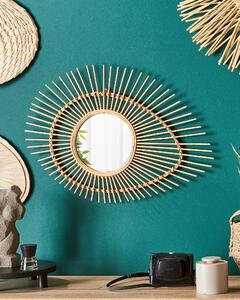 Vägg Hängande Spegel Hemdekor Bambu Trä Bildram Rustik Modern Design Vardagsrum Sovrum Möbler Beliani