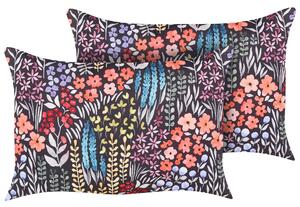 Uppsättning med 2 Kuddar för Utomhusbruk Flerfärgad Polyester 40 x 60 cm Rektangulär Kudde med Blommönster Trädgård Uteplats Balkong Beliani