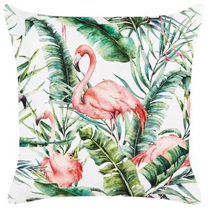 Uppsättning med 2 kuddar för utomhusbruk Flerfärgad Polyester 45 x 45 cm Kvadratisk Kudde med Flamingotryck Trädgård Uteplats Beliani