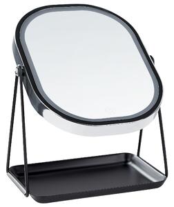 Sminkspegel Silver Metall 20 x 22 cm Sminkbord LED-Spegel Modern Design Dekorativ Badrum Vardagsrum Beliani