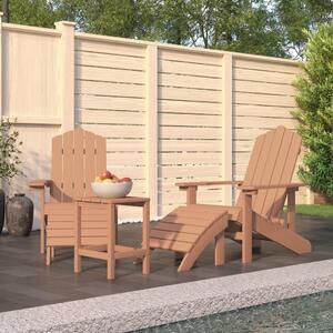 Däckstolar för trädgården med pall och bord HDPE brun