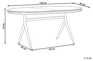 Matbord för Trädgård PE Rotting och Glas 160 x 94 cm för 6 Utomhus Rektangulär Rustik Stil Beliani