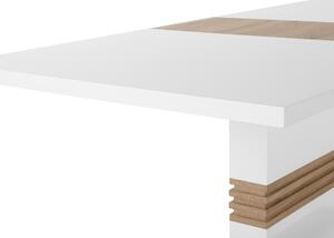 Matbord Vit Trä 160 x 90 cm Utdragbar Topp Piedestal Ben Modern Beliani