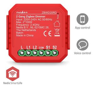 SmartLife Strömbrytare | Zigbee 3.0 | 2x100 W | Terminalanslutning | App tillgänglig för: Android™ / IOS