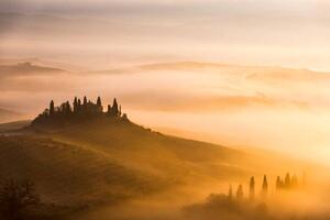 Fotografi Scenic Tuscany landscape at sunrise, Val, Pavliha