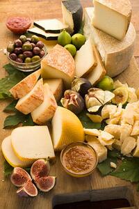 Fotografi Assorted Italian cheese with figs and olives, Jupiterimages