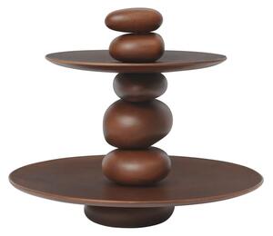 Ferm Living - Pebble Dessert Stand - Serveringsfat - Dark Brown - W27.36 x D22.3 x H27.36 cm
