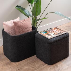 Leitmotiv Sittpuff Set Ada Blomm Svart