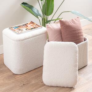 Leitmotiv Sittpuff Set Ada Blomm Bruten Vit