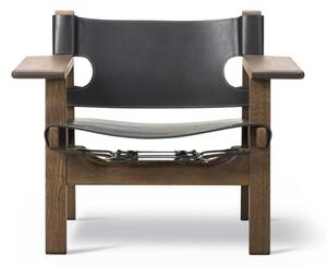 Fredericia Furniture - The Spanish Chair 2226 by Børge Mogensen - Fåtölj - Oiled Smoked Oak / Black Saddle Leather - W82,5 x D60 x H67 x SH33 cm