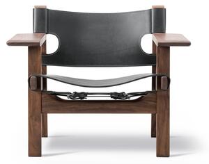 Fredericia Furniture - The Spanish Chair 2226 by Børge Mogensen - Fåtölj - Oiled Walnut / Black Saddle Leather - W82,5 x D60 x H67 x SH33 cm
