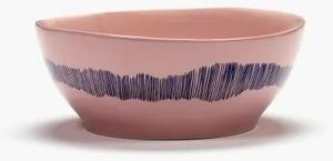 Serax - Bowl Feast - Skål - Pink Stripes Blue L - Ø18 x H8 cm