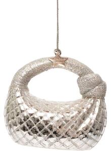 Vondels - Ornament Glass Silver Handbag w. Knot - Julkula - Silver - H6,5 cm