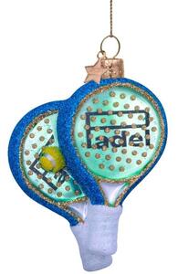 Vondels - Ornament Glass Green Padel Racket - Julkula - Green - H9,5 cm