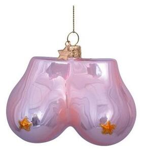 Vondels - Ornament Glass Mid Pink Opal Boobs w. Stars - Julkula - Opal Pink - H7 cm