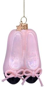 Vondels - Ornament Glass Pink Ballet Shoes - Julkula - Pink - H8,5 cm